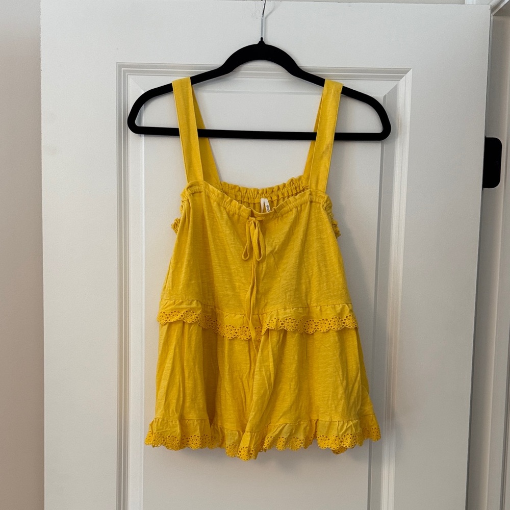Anthropologie Yellow Lace Trim Camisole